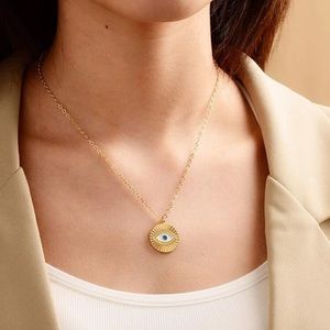 🎉 New Evil Eye Gold Plated Pendant Adjustable Necklace